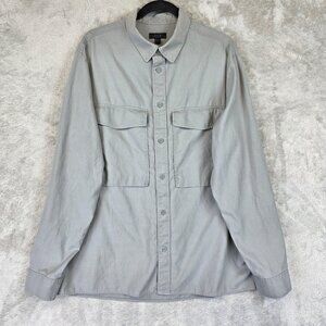 COS Shirt Mens Large Gray Twill Long Sleeve Button Front Utility Pockets Casual